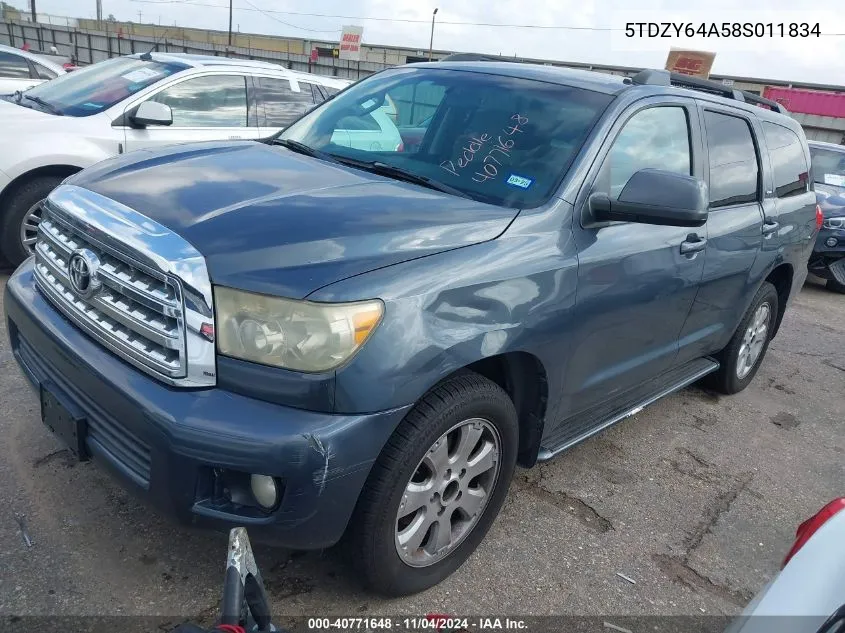 2008 Toyota Sequoia Sr5 5.7L V8 VIN: 5TDZY64A58S011834 Lot: 40771648