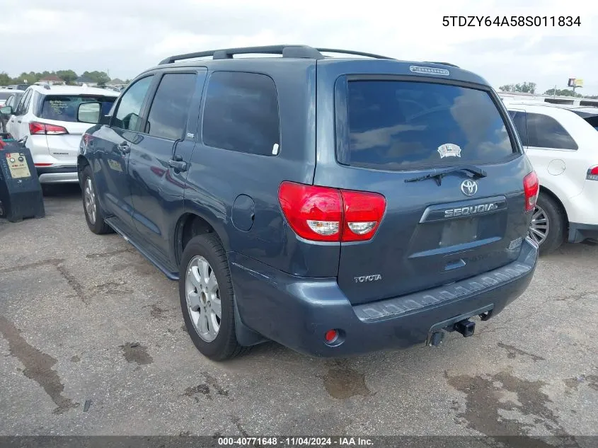 2008 Toyota Sequoia Sr5 5.7L V8 VIN: 5TDZY64A58S011834 Lot: 40771648