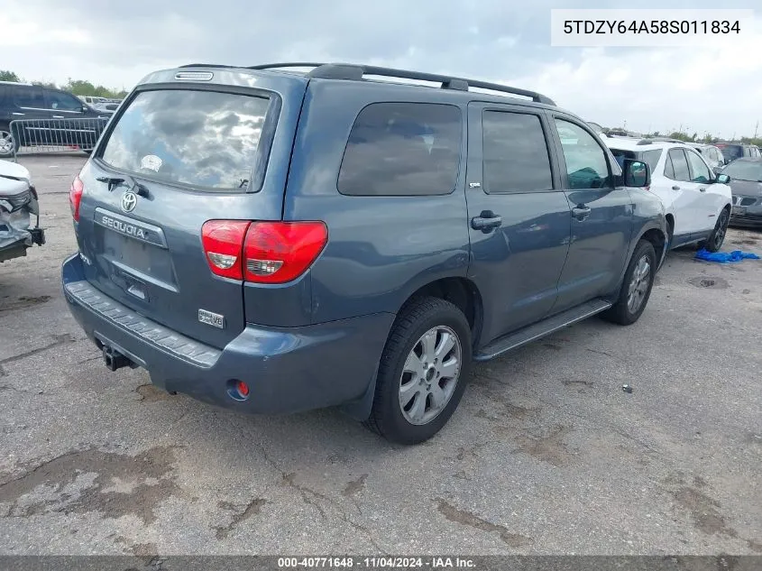 2008 Toyota Sequoia Sr5 5.7L V8 VIN: 5TDZY64A58S011834 Lot: 40771648