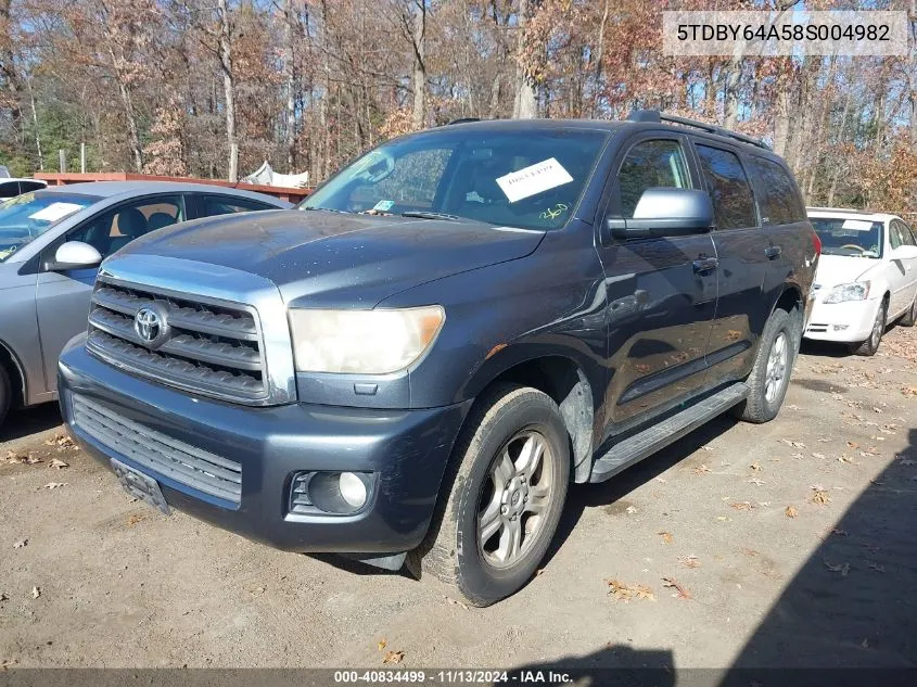 5TDBY64A58S004982 2008 Toyota Sequoia Sr5 5.7L V8