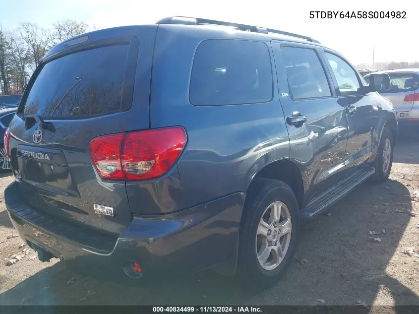 5TDBY64A58S004982 2008 Toyota Sequoia Sr5 5.7L V8