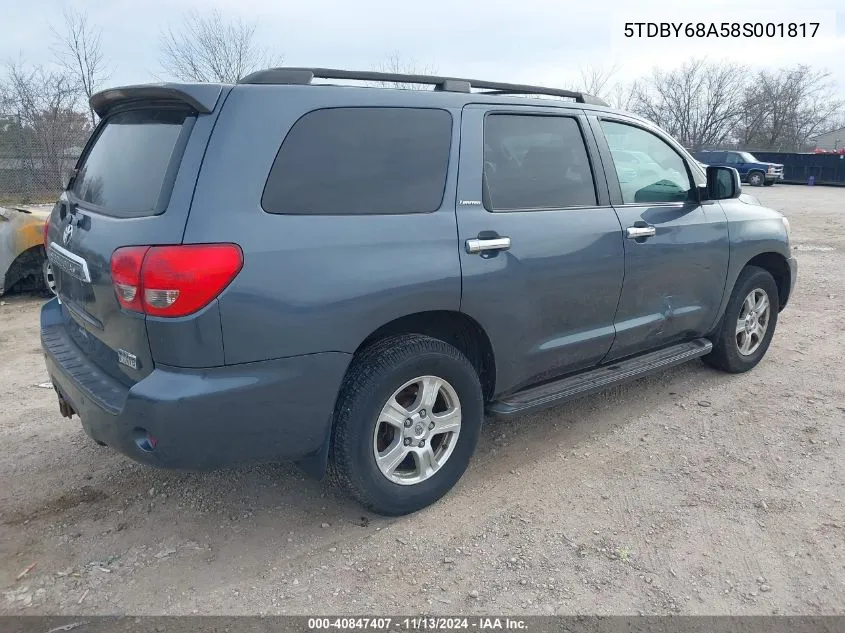 2008 Toyota Sequoia Limited 5.7L V8 VIN: 5TDBY68A58S001817 Lot: 40847407