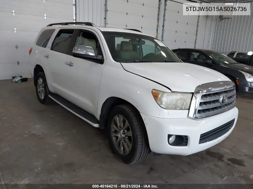 2010 Toyota Sequoia Limited VIN: 5TDJW5G15AS026736 Lot: 40164210