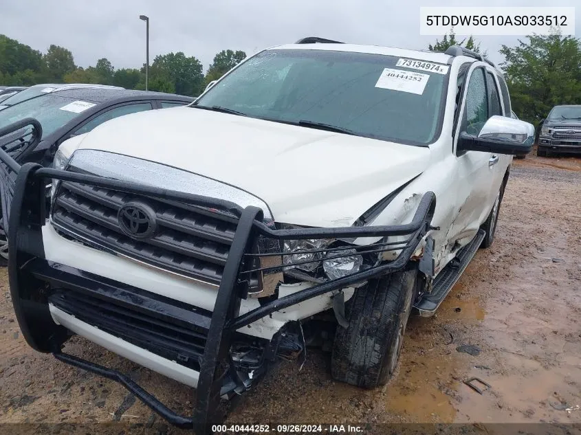 2010 Toyota Sequoia Platinum VIN: 5TDDW5G10AS033512 Lot: 40444252