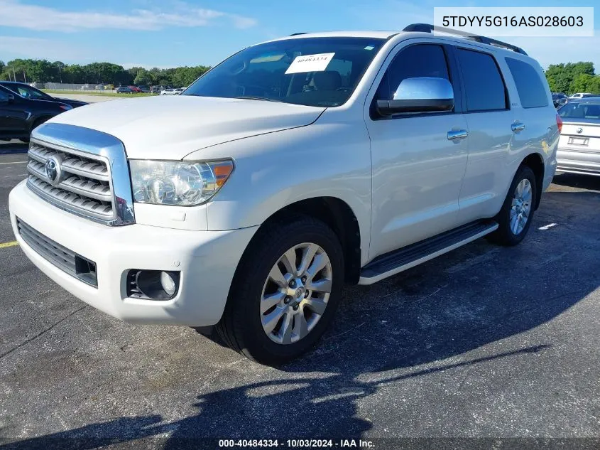 2010 Toyota Sequoia Platinum 5.7L V8 VIN: 5TDYY5G16AS028603 Lot: 40484334