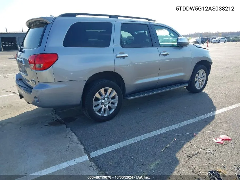 2010 Toyota Sequoia Platinum VIN: 5TDDW5G12AS038212 Lot: 40719078