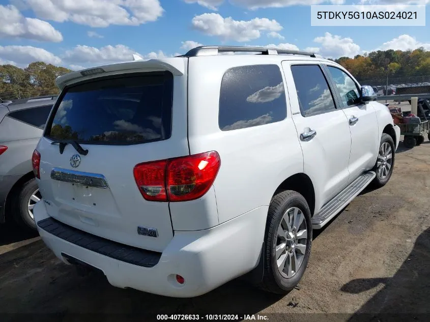 2010 Toyota Sequoia Limited 5.7L V8 VIN: 5TDKY5G10AS024021 Lot: 40726633