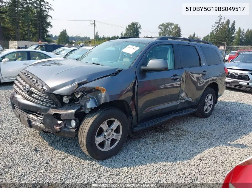 2011 Toyota Sequoia Sr5 5.7L V8 VIN: 5TDBY5G19BS049517 Lot: 40257522