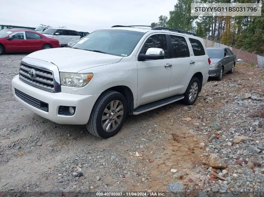 2011 Toyota Sequoia Platinum 5.7L V8 VIN: 5TDYY5G11BS031796 Lot: 40780387