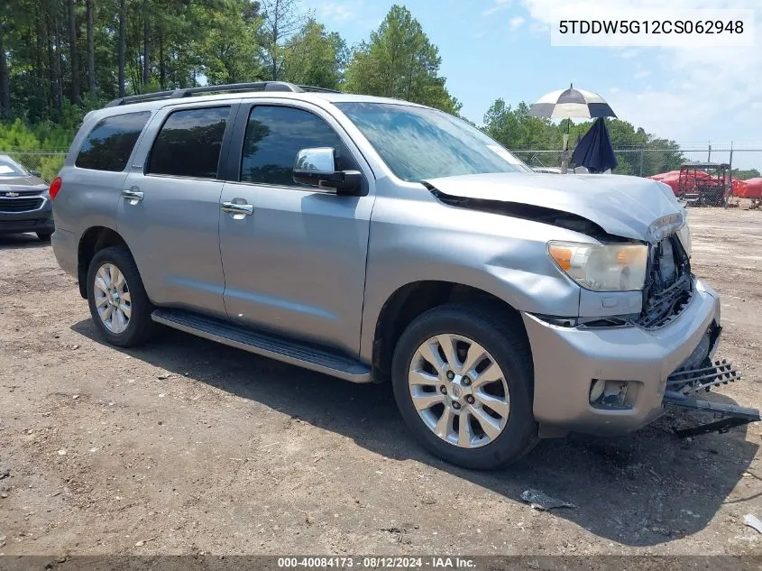 2012 Toyota Sequoia Platinum 5.7L V8 VIN: 5TDDW5G12CS062948 Lot: 40084173