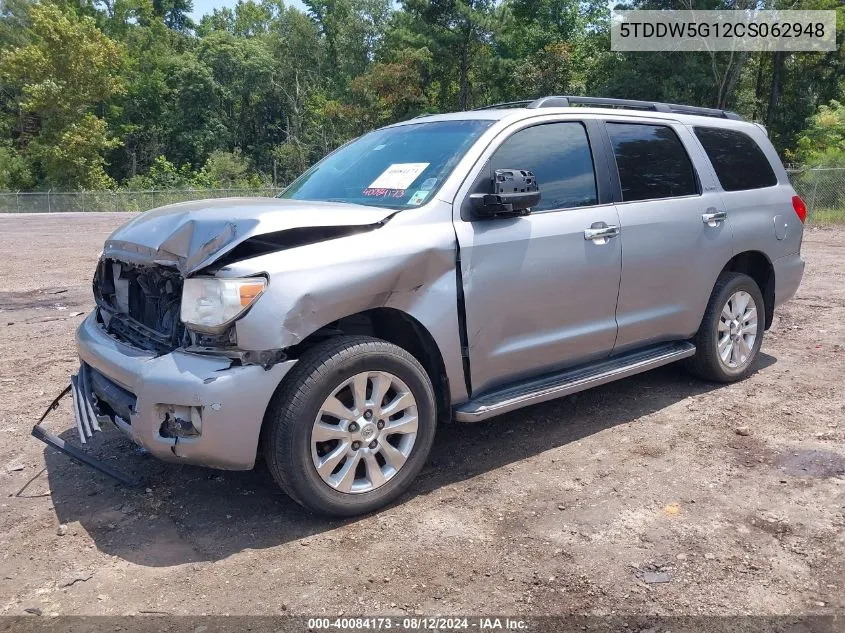 2012 Toyota Sequoia Platinum 5.7L V8 VIN: 5TDDW5G12CS062948 Lot: 40084173