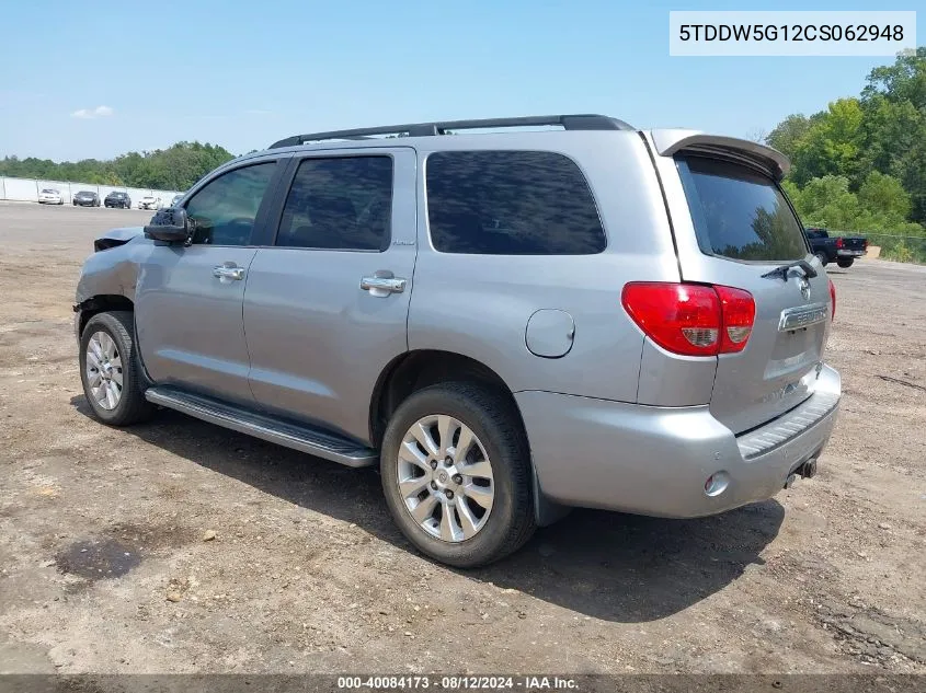 2012 Toyota Sequoia Platinum 5.7L V8 VIN: 5TDDW5G12CS062948 Lot: 40084173