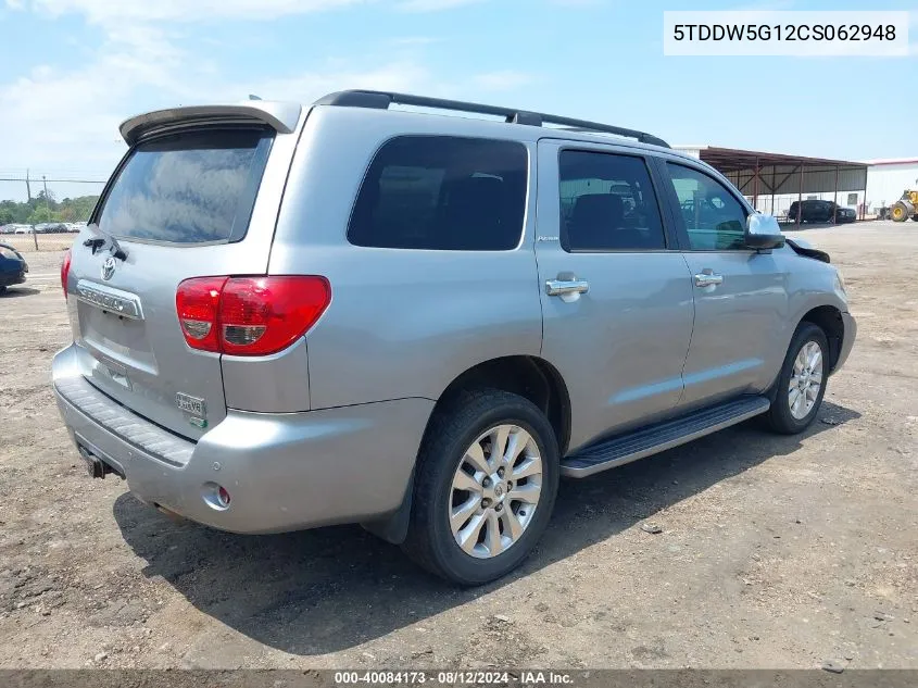 2012 Toyota Sequoia Platinum 5.7L V8 VIN: 5TDDW5G12CS062948 Lot: 40084173