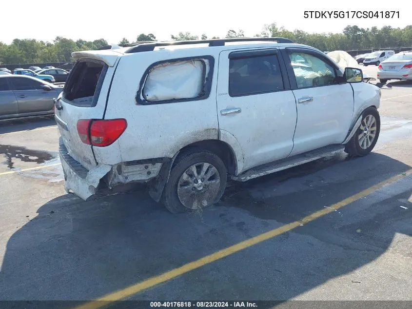 2012 Toyota Sequoia Limited 5.7L V8 VIN: 5TDKY5G17CS041871 Lot: 40176818