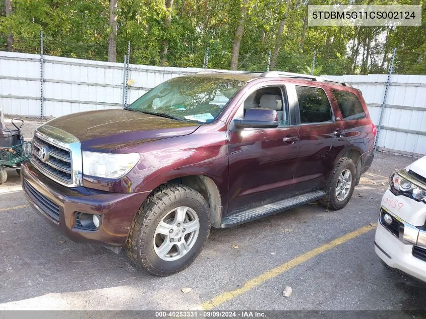 5TDBM5G11CS002124 2012 Toyota Sequoia Sr5 4.6L V8