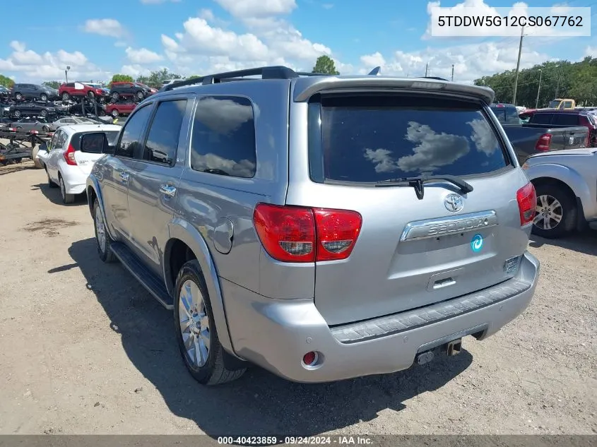 2012 Toyota Sequoia Platinum 5.7L V8 VIN: 5TDDW5G12CS067762 Lot: 40423859