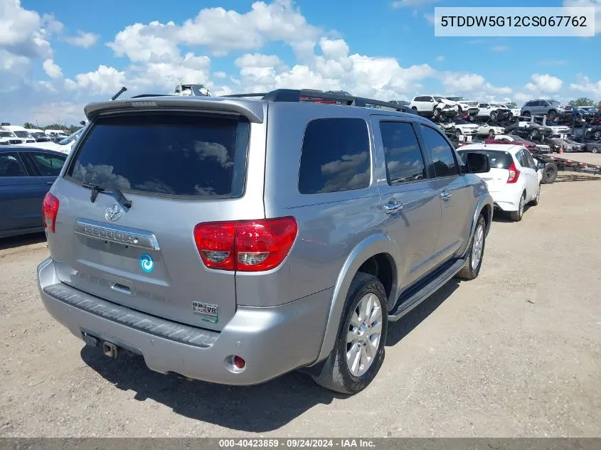 2012 Toyota Sequoia Platinum 5.7L V8 VIN: 5TDDW5G12CS067762 Lot: 40423859