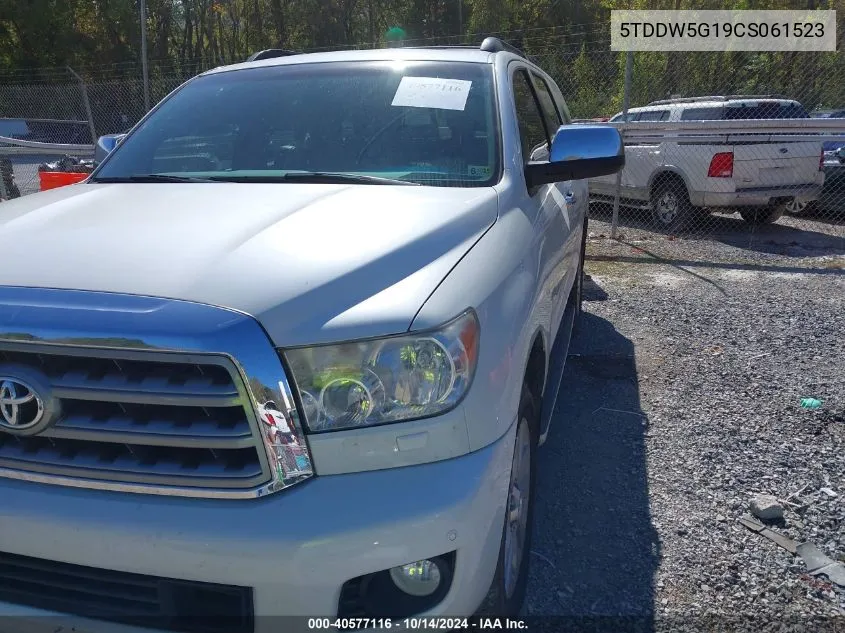 2012 Toyota Sequoia Platinum 5.7L V8 VIN: 5TDDW5G19CS061523 Lot: 40577116