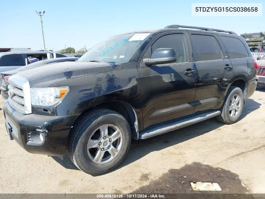 2012 Toyota Sequoia Sr5 5.7L V8 VIN: 5TDZY5G15CS038658 Lot: 40615128