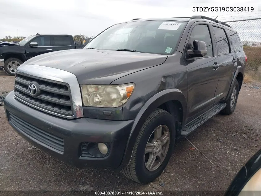 2012 Toyota Sequoia Sr5 5.7L V8 VIN: 5TDZY5G19CS038419 Lot: 40878391