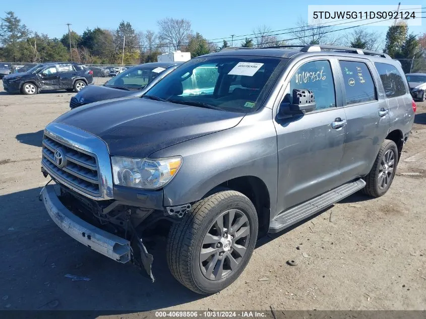 2013 Toyota Sequoia Limited 5.7L V8 VIN: 5TDJW5G11DS092124 Lot: 40698506