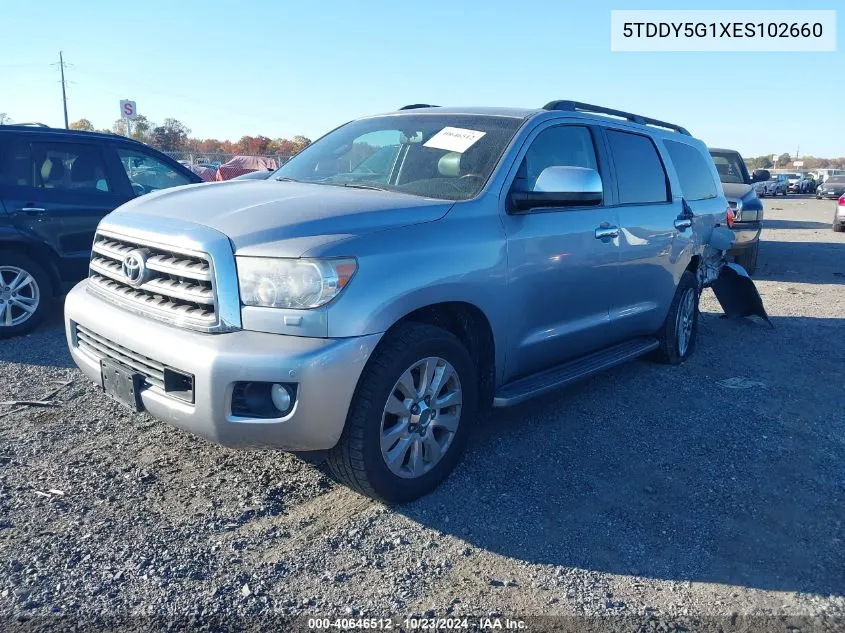 2014 Toyota Sequoia Platinum 5.7L V8 VIN: 5TDDY5G1XES102660 Lot: 40646512