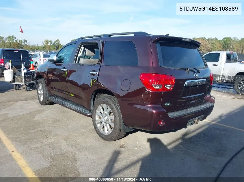 2014 Toyota Sequoia Limited 5.7L V8 VIN: 5TDJW5G14ES108589 Lot: 40869650