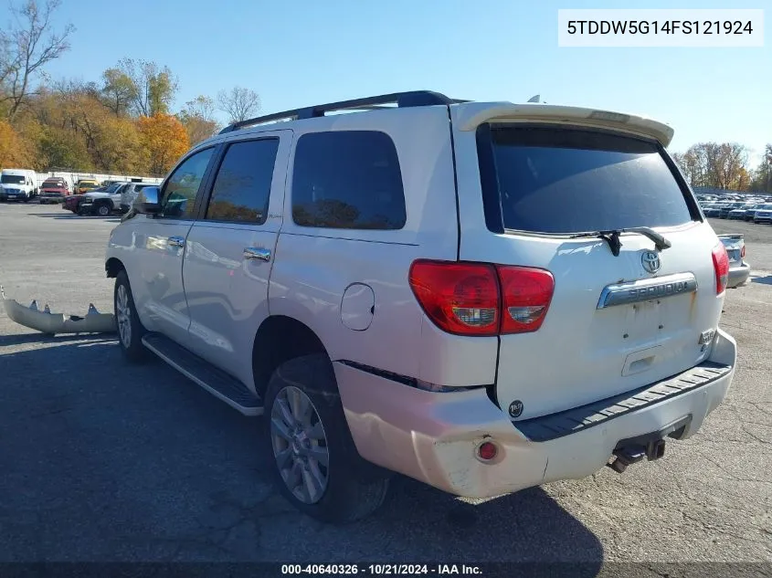 2015 Toyota Sequoia Platinum 5.7L V8 VIN: 5TDDW5G14FS121924 Lot: 40640326