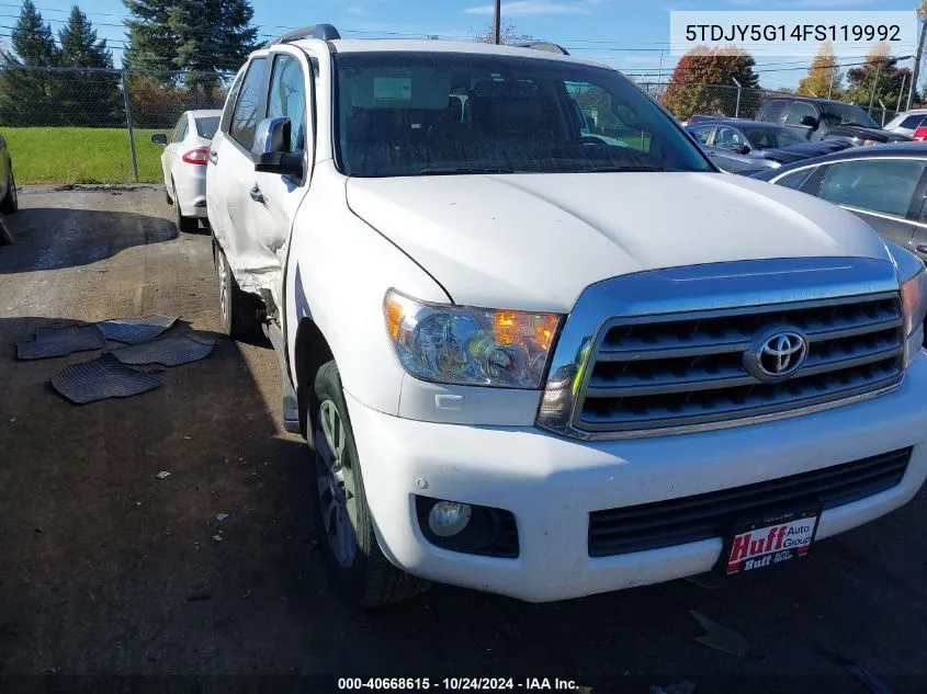 2015 Toyota Sequoia Limited VIN: 5TDJY5G14FS119992 Lot: 40668615