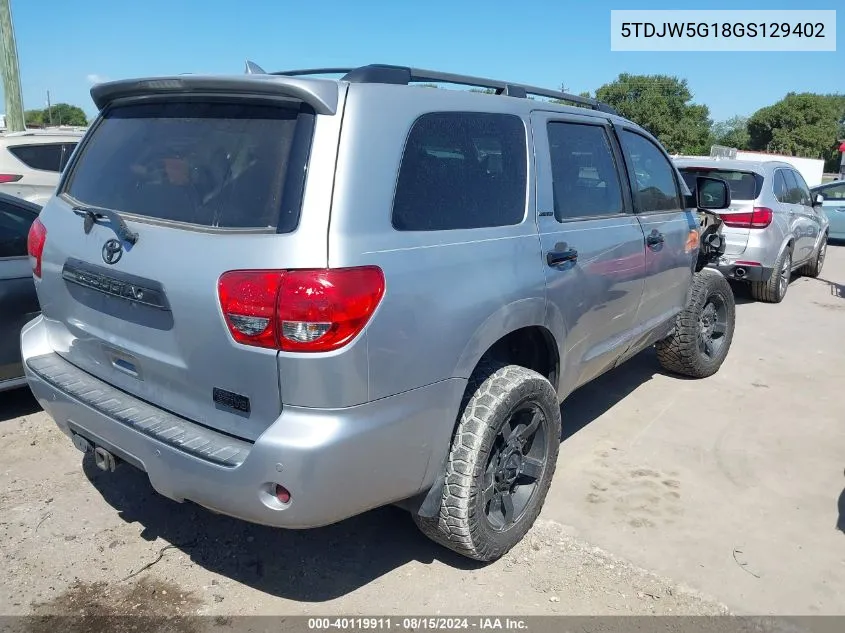 2016 Toyota Sequoia Limited 5.7L V8 VIN: 5TDJW5G18GS129402 Lot: 40119911