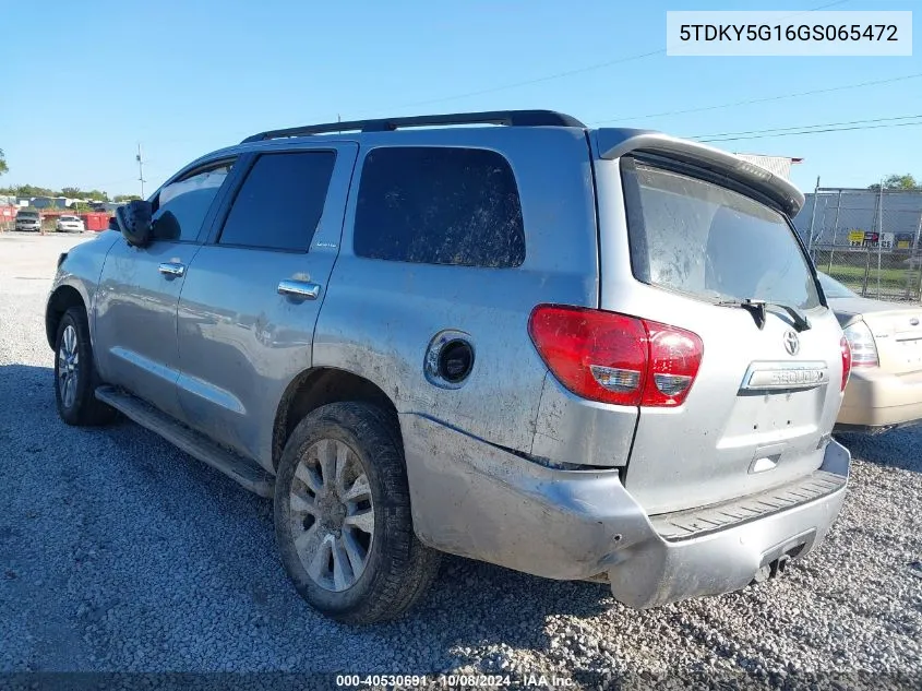 2016 Toyota Sequoia Limited VIN: 5TDKY5G16GS065472 Lot: 40530691