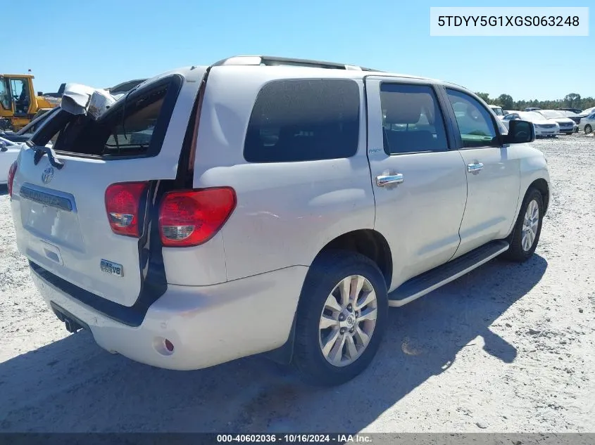 2016 Toyota Sequoia Platinum 5.7L V8 VIN: 5TDYY5G1XGS063248 Lot: 40602036