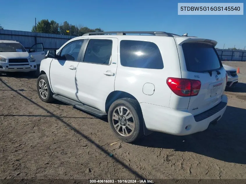 2016 Toyota Sequoia Sr5 5.7L V8 VIN: 5TDBW5G16GS145540 Lot: 40616083