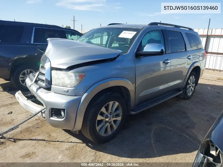 2016 Toyota Sequoia Limited 5.7L V8 VIN: 5TDJW5G16GS139460 Lot: 40672662