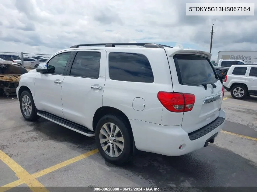 2017 Toyota Sequoia Limited VIN: 5TDKY5G13HS067164 Lot: 39626980