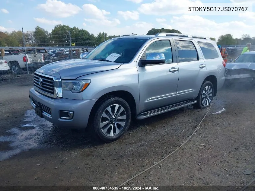 2018 Toyota Sequoia Limited VIN: 5TDKY5G17JS070767 Lot: 40734535