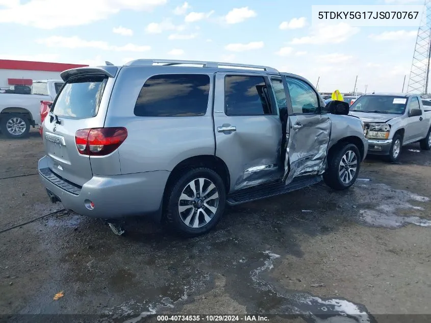 2018 Toyota Sequoia Limited VIN: 5TDKY5G17JS070767 Lot: 40734535