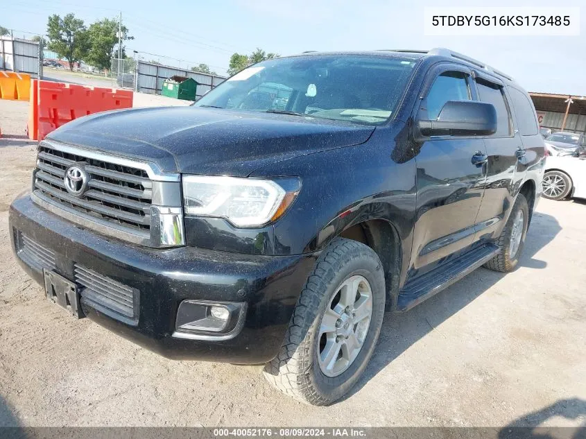 2019 Toyota Sequoia Sr5 VIN: 5TDBY5G16KS173485 Lot: 40052176