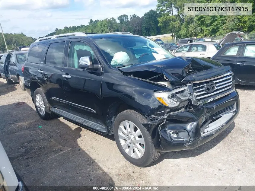 2019 Toyota Sequoia Platinum VIN: 5TDDY5G17KS167915 Lot: 40260176