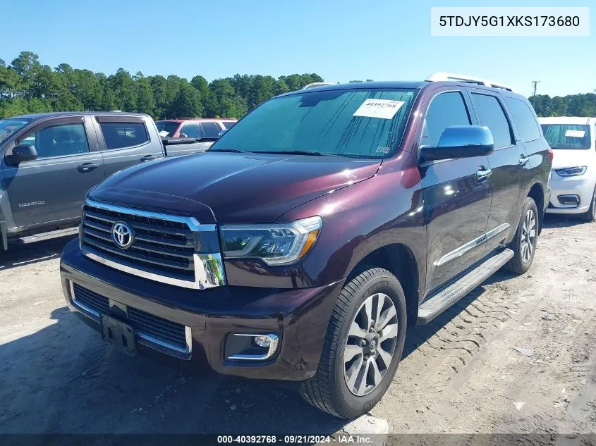 2019 Toyota Sequoia Limited VIN: 5TDJY5G1XKS173680 Lot: 40392768