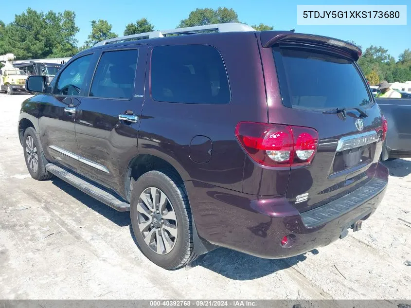 2019 Toyota Sequoia Limited VIN: 5TDJY5G1XKS173680 Lot: 40392768