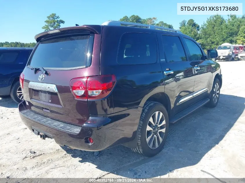 2019 Toyota Sequoia Limited VIN: 5TDJY5G1XKS173680 Lot: 40392768