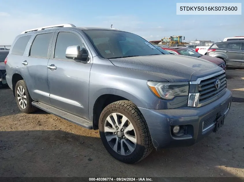 2019 Toyota Sequoia Limited VIN: 5TDKY5G16KS073600 Lot: 40396774