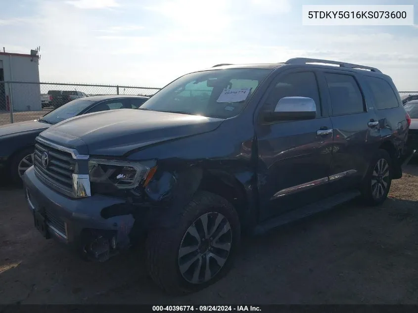 2019 Toyota Sequoia Limited VIN: 5TDKY5G16KS073600 Lot: 40396774