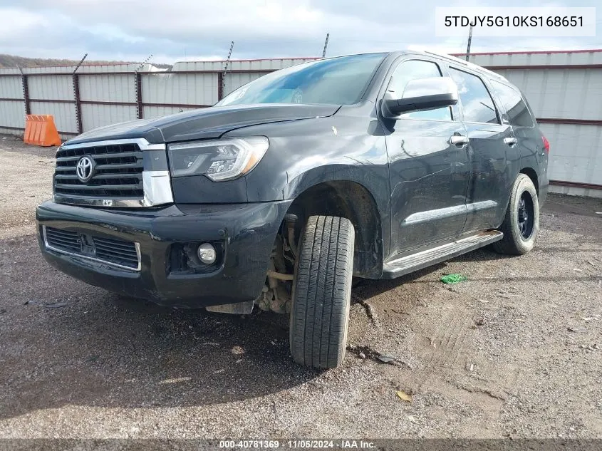 2019 Toyota Sequoia Limited VIN: 5TDJY5G10KS168651 Lot: 40781369