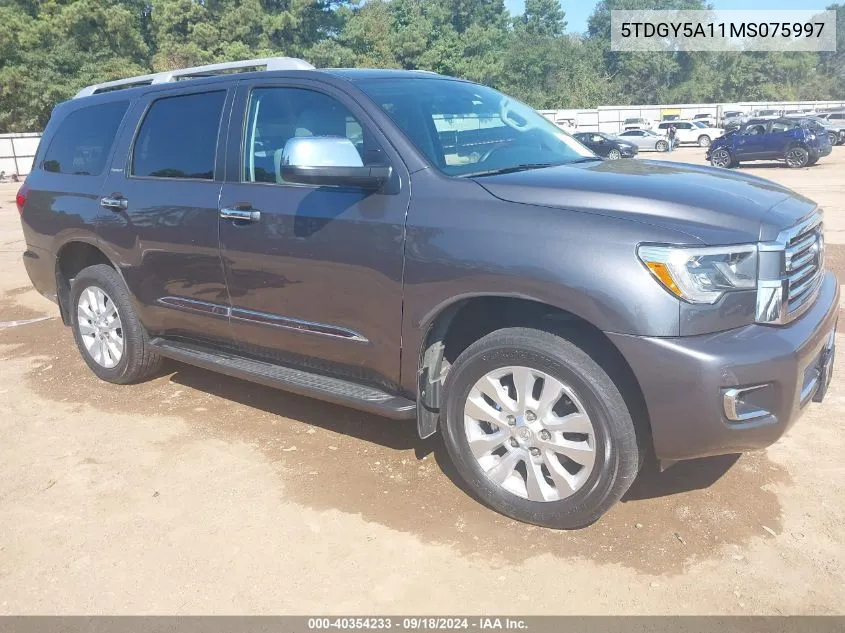 5TDGY5A11MS075997 2021 Toyota Sequoia Platinum