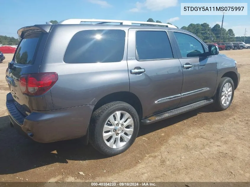 2021 Toyota Sequoia Platinum VIN: 5TDGY5A11MS075997 Lot: 40354233