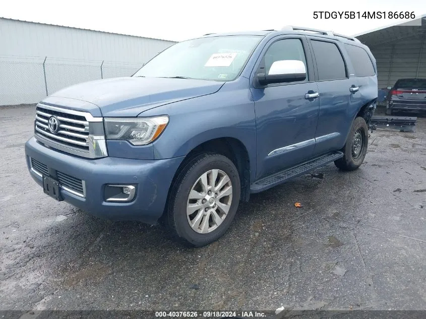 2021 Toyota Sequoia Platinum VIN: 5TDGY5B14MS186686 Lot: 40376526