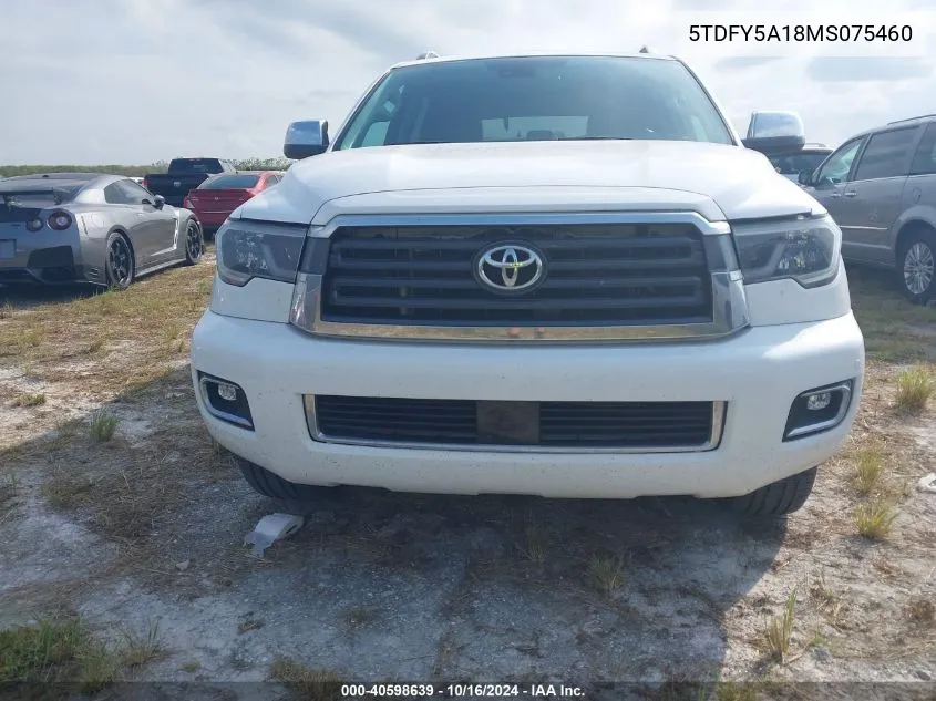 2021 Toyota Sequoia Limited VIN: 5TDFY5A18MS075460 Lot: 40598639