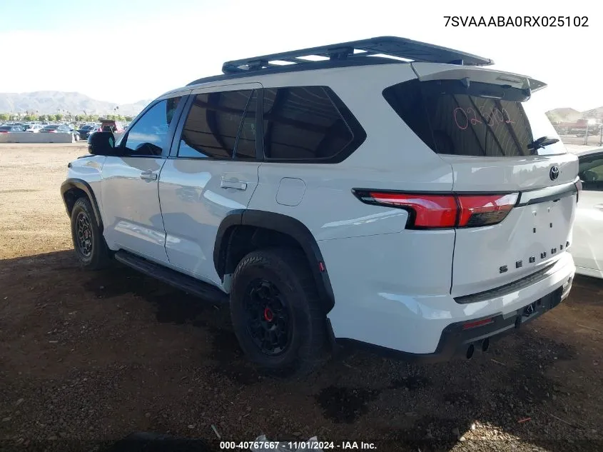 2024 Toyota Sequoia Trd Pro VIN: 7SVAAABA0RX025102 Lot: 40767667